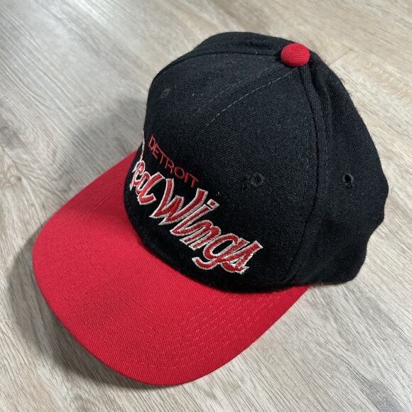 Vintage Sports Specialties Detroit Red Wings Hat Fitted 7 1/8 NHL Black Wool - Picture 8 of 8